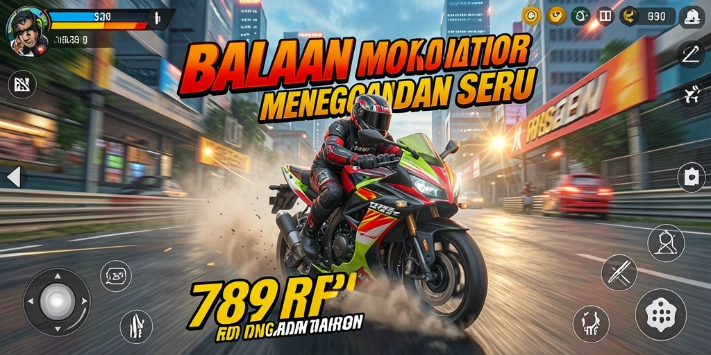 Screenshot utama 789RP menampilkan aksi balapan motor yang mendebarkan.