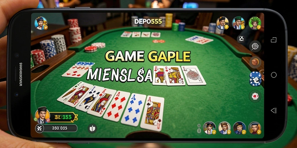 Screenshot gameplay DEPO555 yang menunjukkan serunya bermain Gaple.
