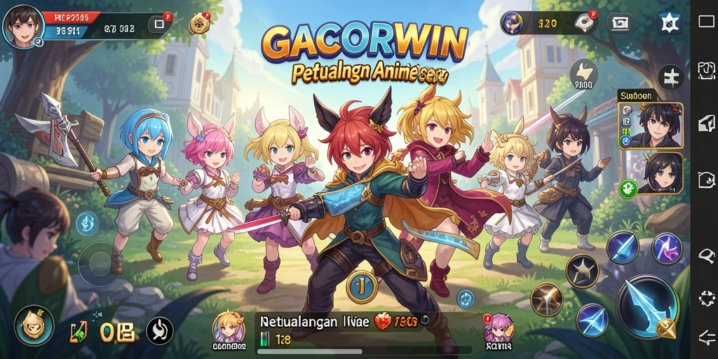 Gameplay GACORWIN yang penuh warna dan karakter anime yang menggemaskan.