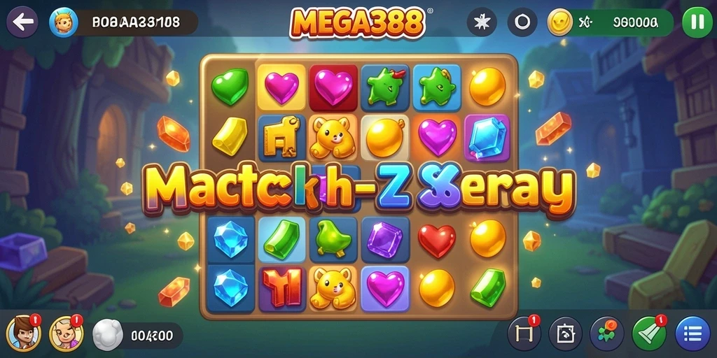 Tampilan gameplay MEGA388 dengan desain warna-warni menarik.