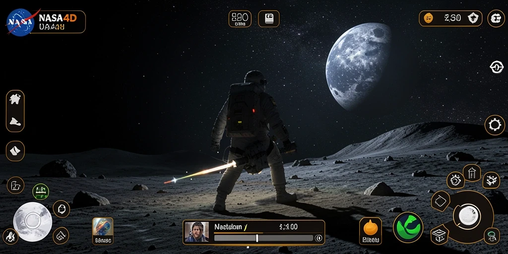 Screenshot gameplay NASA4D yang menampilkan suasana horor yang mencekam.